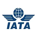 IATA logo blue globe with wings and text