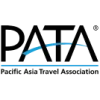 PATA Pacific Asia Travel Association logo with black text and blue swoosh