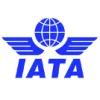 IATA logo blue globe with wings and blue text