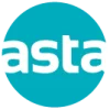 asta logo white text on teal circular background